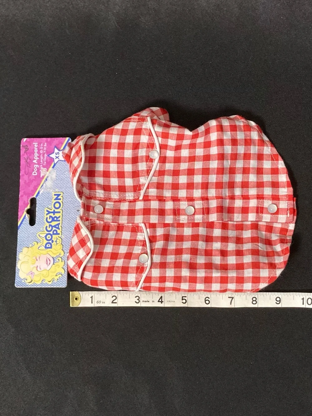 ⭐️ Dolly Parton Doggy Parton Red Gingham Dog Shirt Size XS For Dogs 7-10 lbs